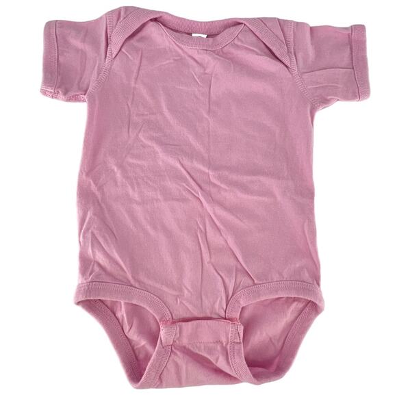 Rabbit Skins Short Sleeve Pink Baby Bodysuit 12 months - 100% Cotton - Picture 1 of 9